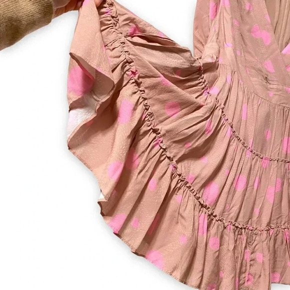 NWT Ted Baker London Stefina Pastel Brown/Pink Polka Dot Tiered Mini Dress 6 - Picture 10 of 16